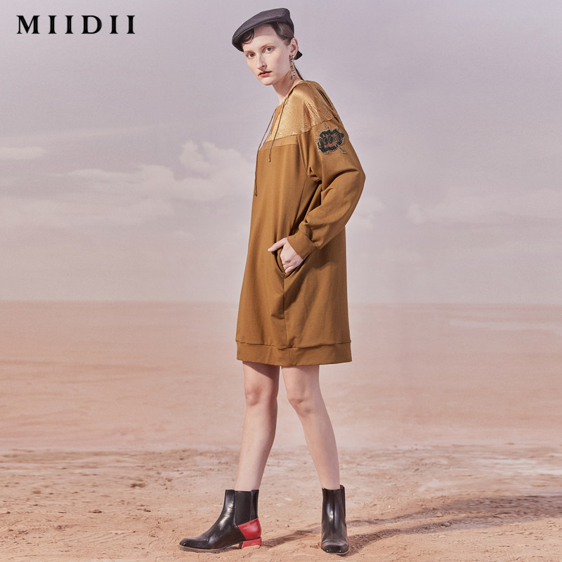 商场同款miidii谜底连衣裙长袖新品连帽衣裙203ml1922连衣裙