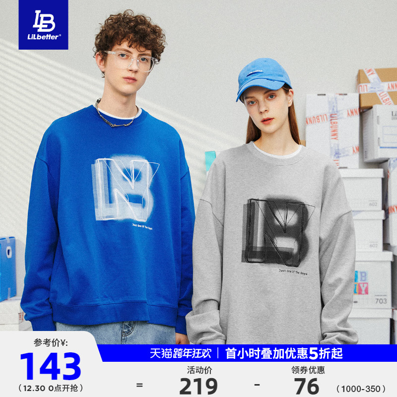 Lilbetter小兔子情侣卫衣春秋款圆领衣服百搭宽松男装潮牌上衣LB