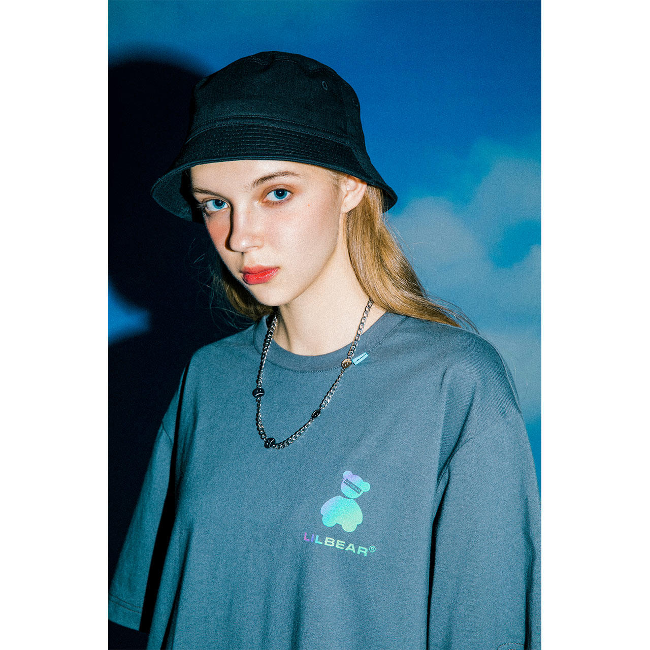 lilbear小熊t恤炫彩反光短袖国潮情侣装男士体恤2020新款夏季上衣