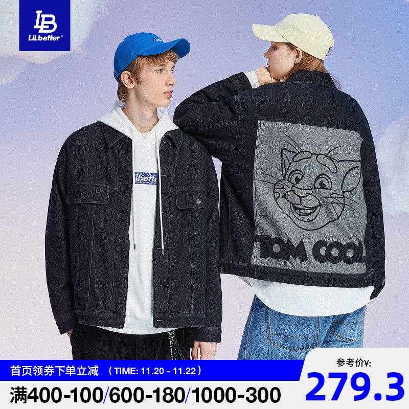 Lilbetter汤姆猫联名棉衣男港风潮牌棉服加绒保暖情侣牛仔外套LB