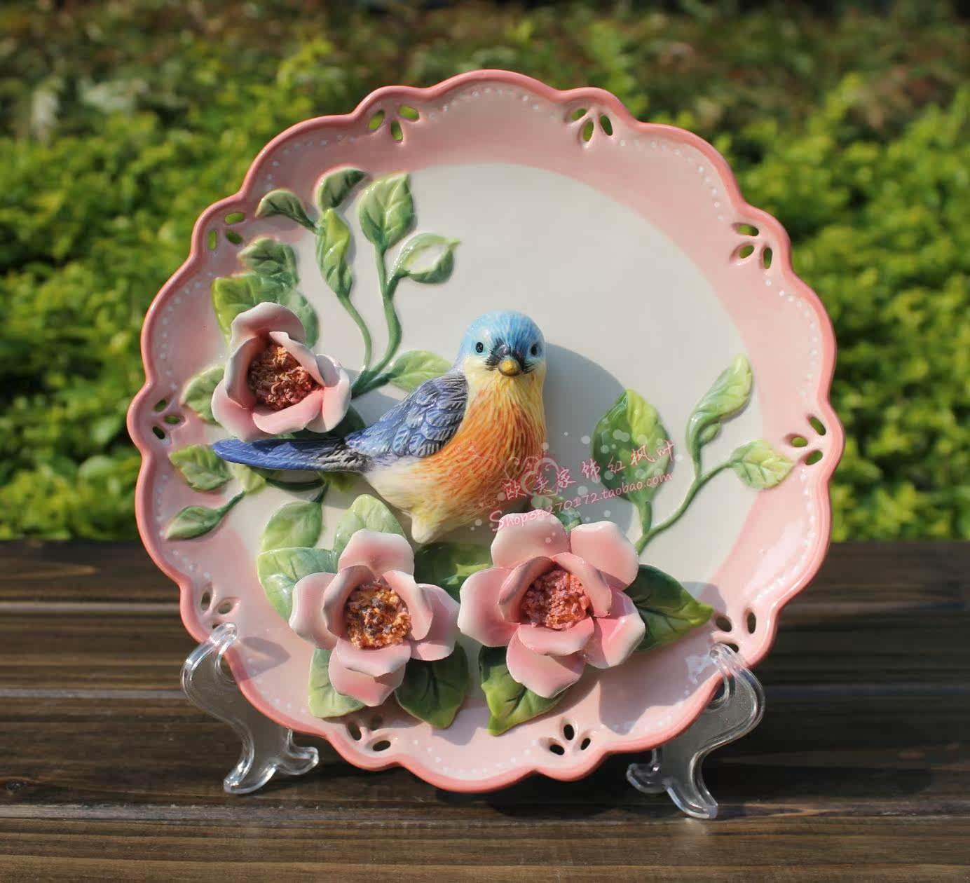 创意陶瓷装饰盘子摆件挂盘摆盘欧式家居饰品客厅装饰坐盘