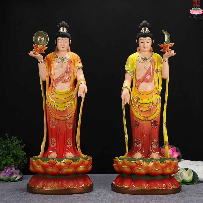 多款佛堂供奉东方三圣药师三尊药师佛日光菩萨月光菩萨佛像摆件