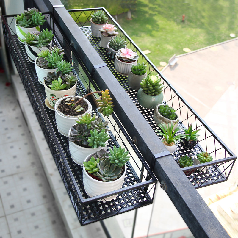 花架铁艺栏杆护栏悬挂阳台挂式花盆盆架种菜花架