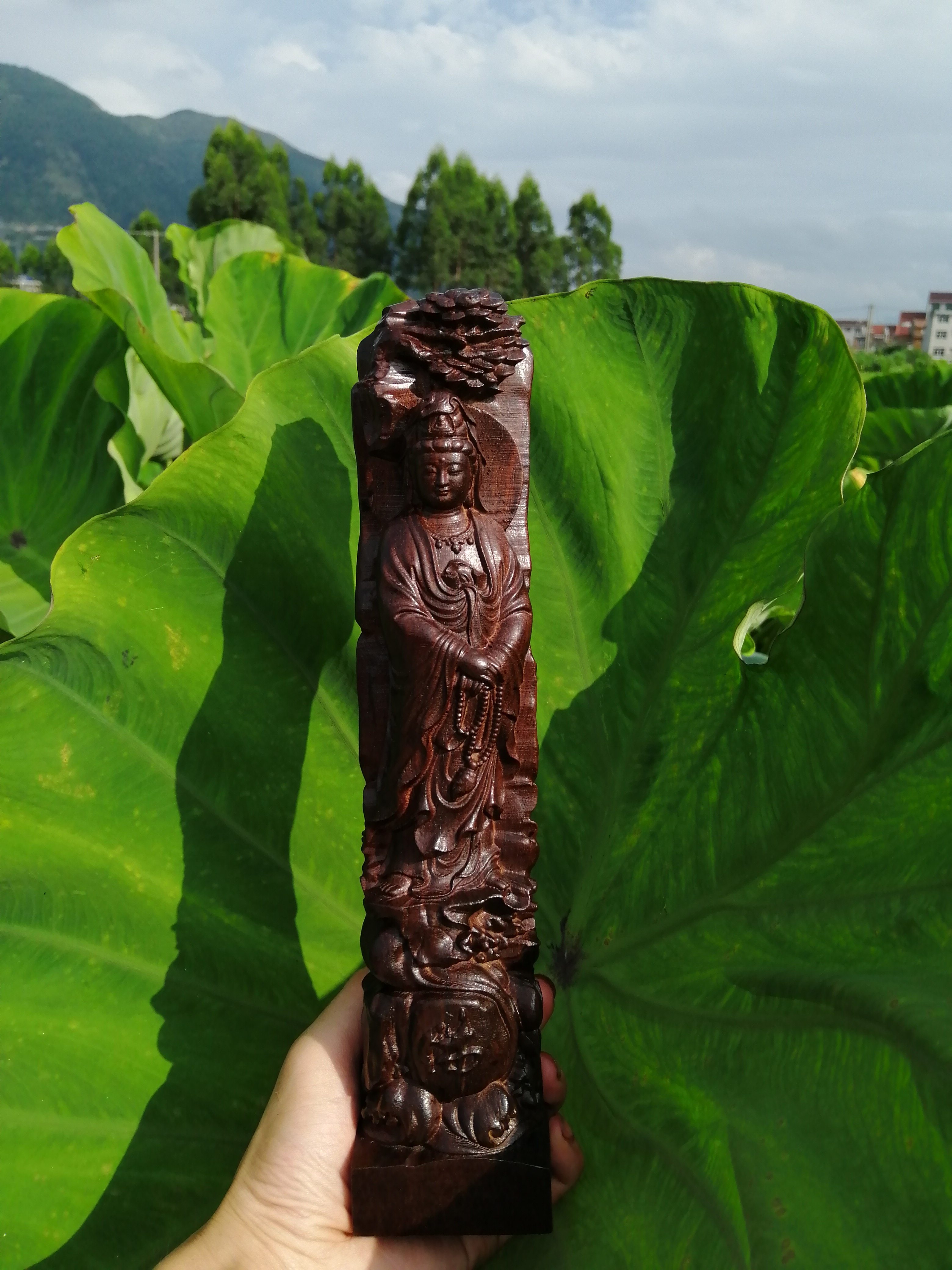 越南天然沉香香木木雕松树观音佛像客厅办公木雕