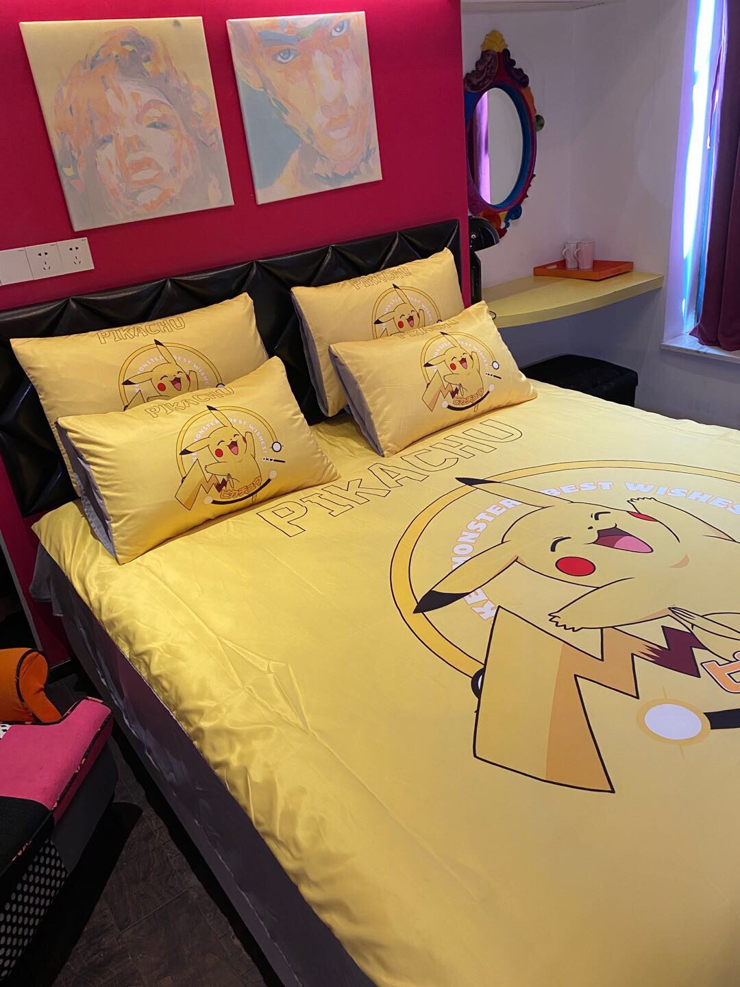 【床品套件】网红款纯棉四件套皮卡丘床上用品可爱卡通全棉被套床