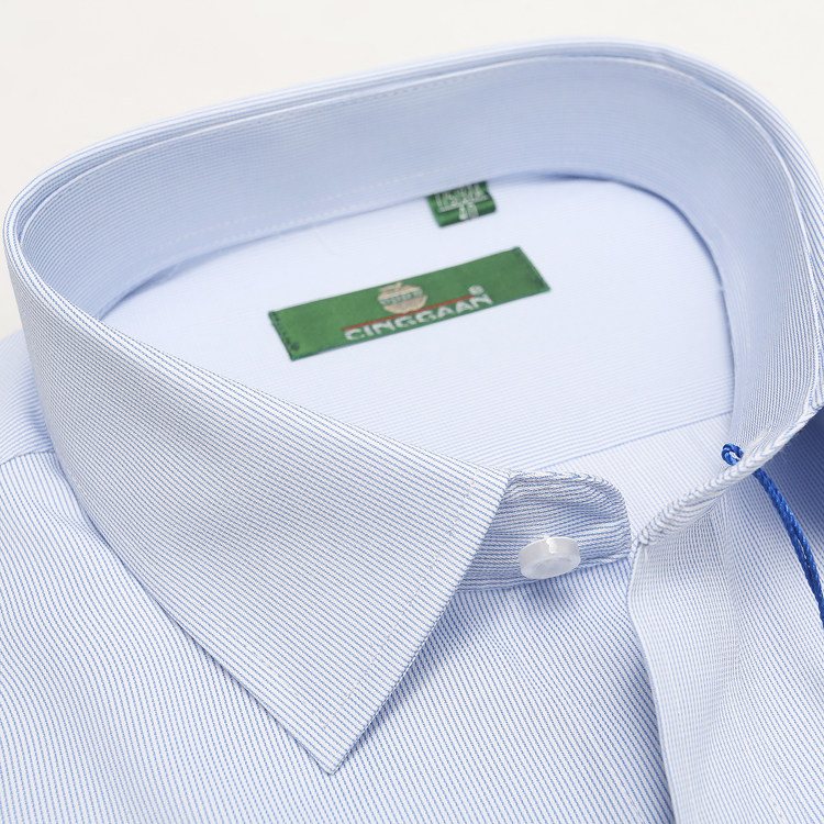 新款苹果衬衫男装休闲色织色织布布商务正免烫衬衫