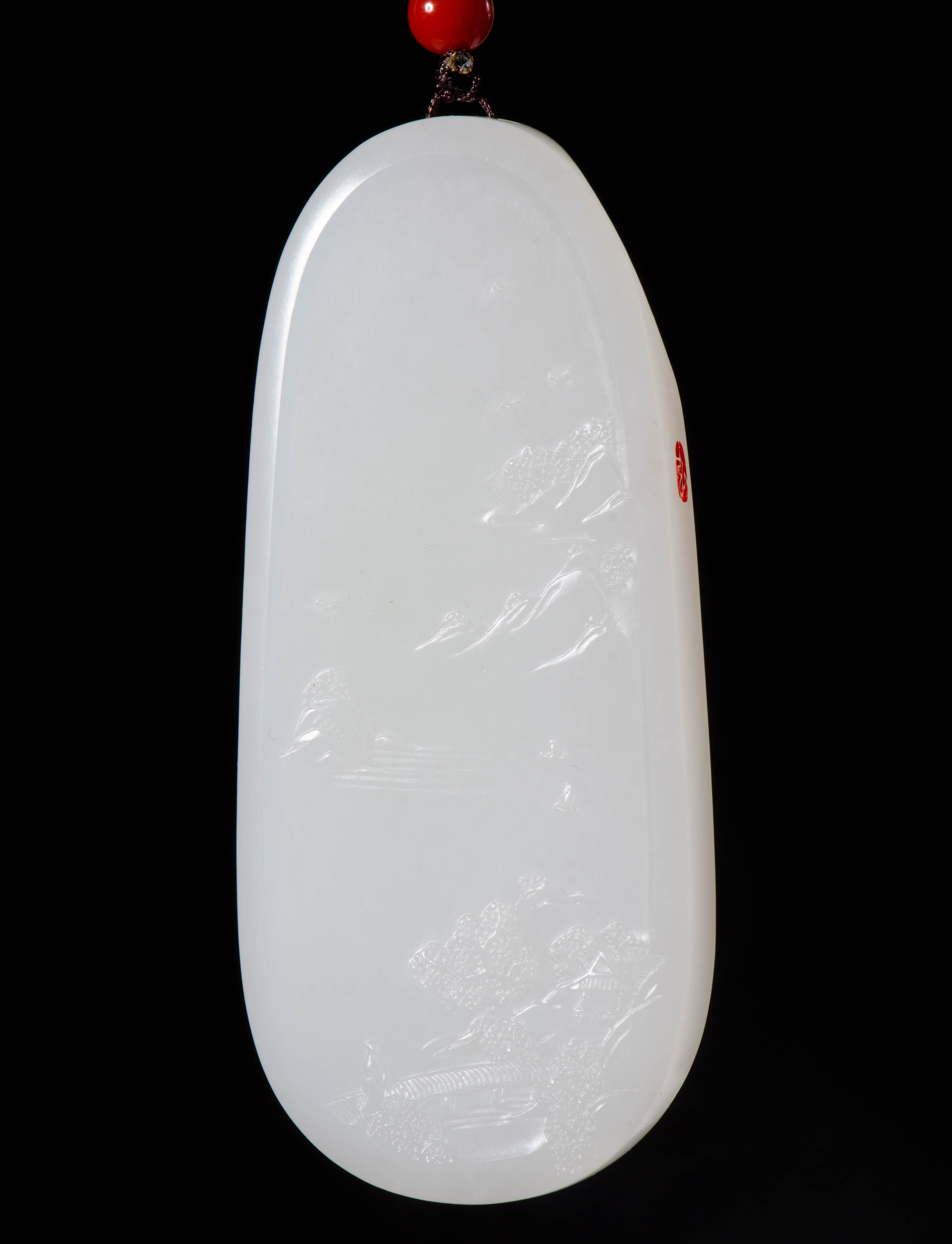 小玉观音〗观音菩萨牌 杨红展大师玉雕 新疆和田白玉籽料 结缘 - 爱