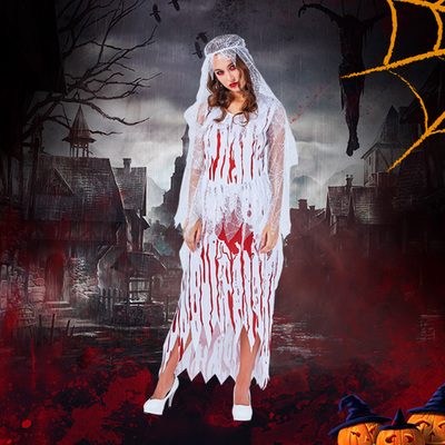 成人万圣节角色扮演cosplay服装女鬼新娘恐怖血腥僵尸女巫连衣裙服饰