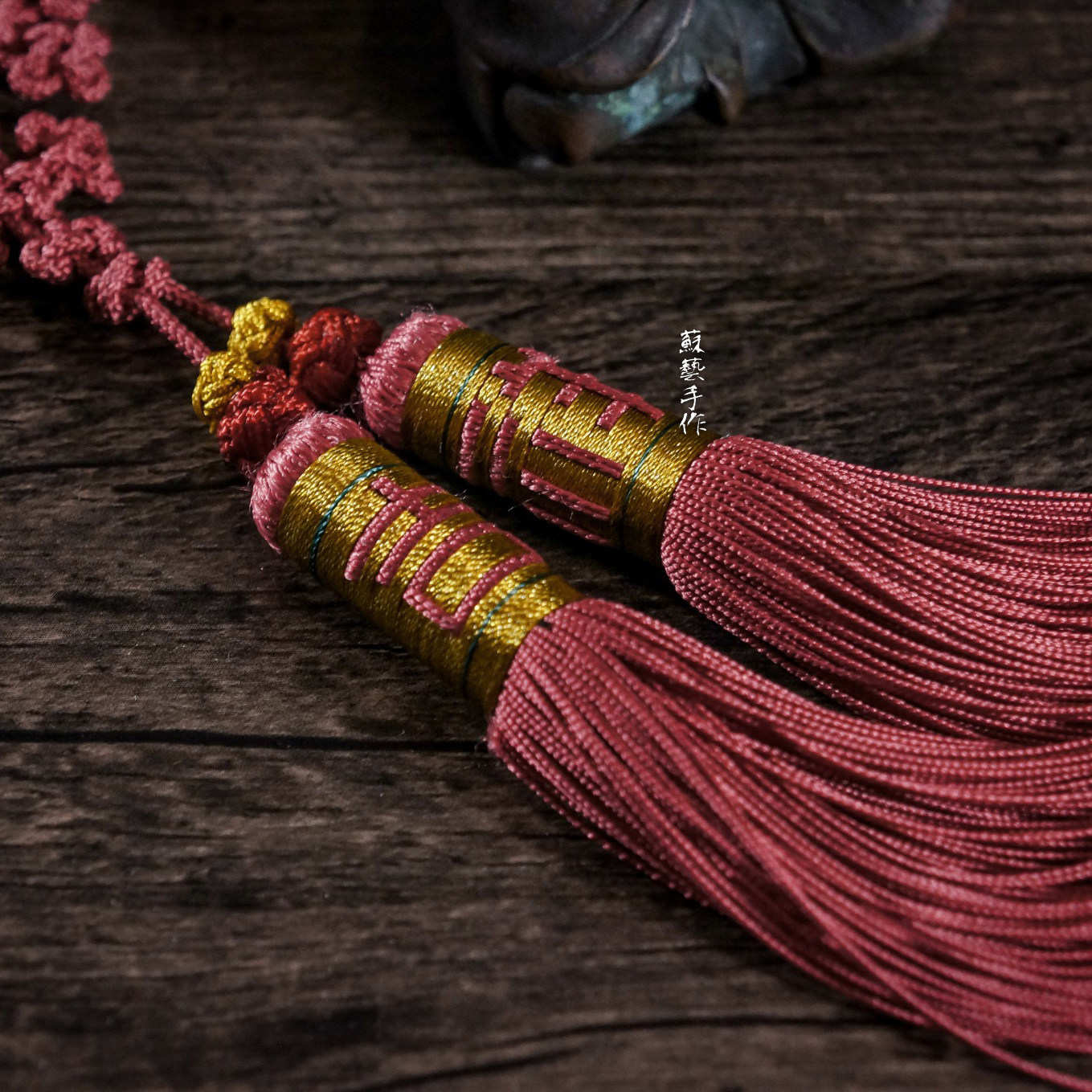 吉祥如意手工流苏挂件 砖红色四季如意中国结 吉祥古法回笼须流苏