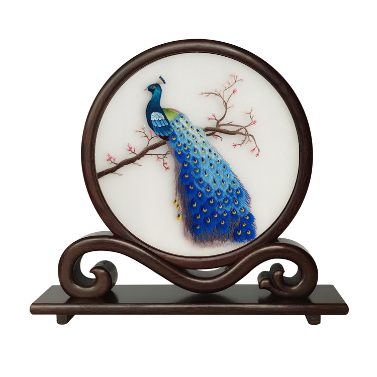 苏绣双面如意摆件绣花花台手工艺屏风中国特色古典苏绣