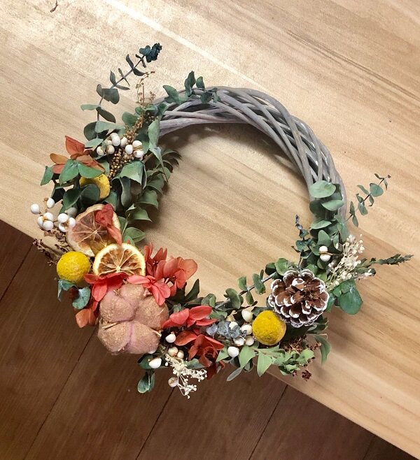 手工花环装饰藤条壁饰门楣挂墙木棉花森女木棉其他工艺饰品