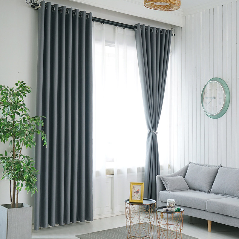 客厅大客同款网红窗帘遮光风格灰色现代简约定制窗帘