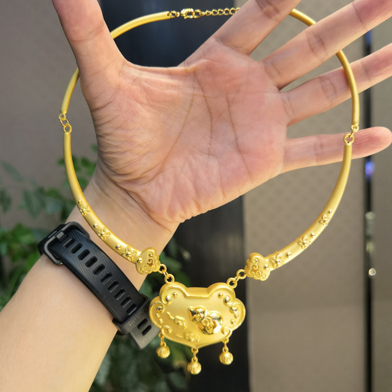 3d女款足金礼物生日周岁满月宝宝儿童黄金颈饰