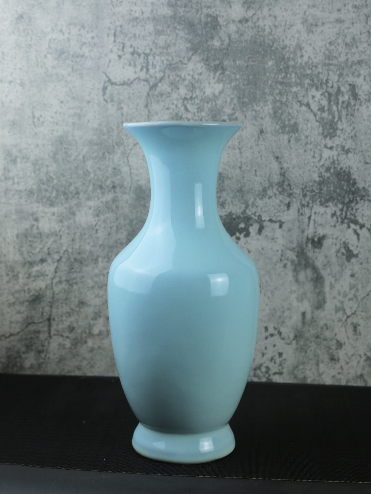 玉松汝瓷天青釉观音瓶孟玉松大师作品花器花瓶收藏品汝窑原产地