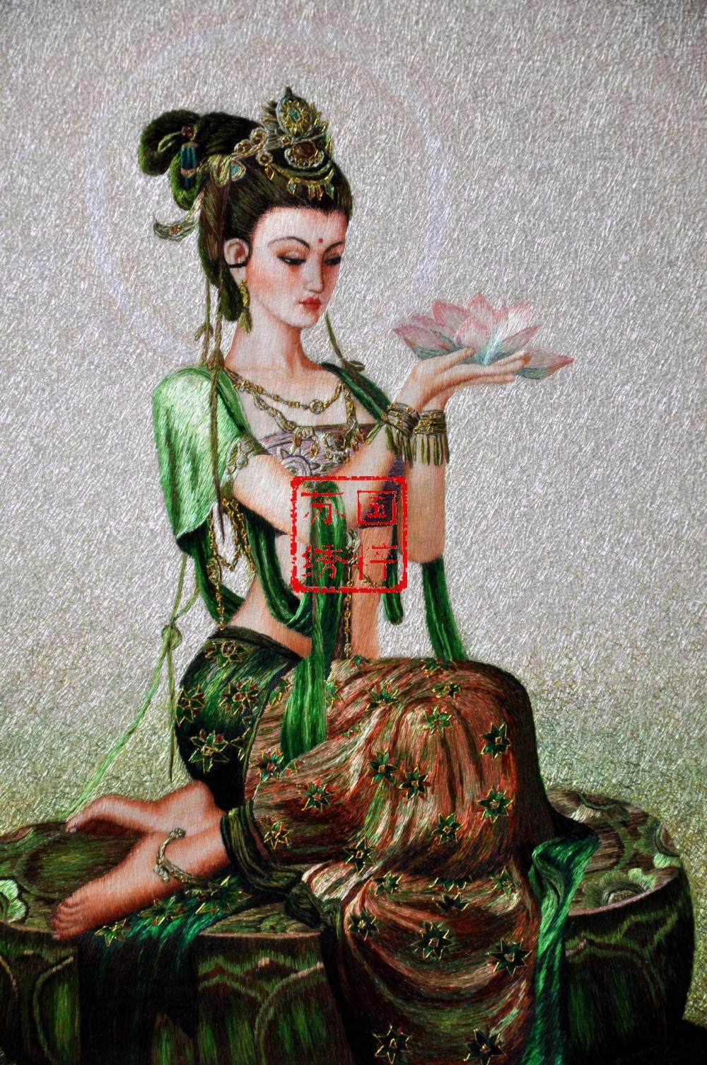 吉祥如意收藏壁挂墙壁高档苏绣园系列飞天乱针送人苏绣