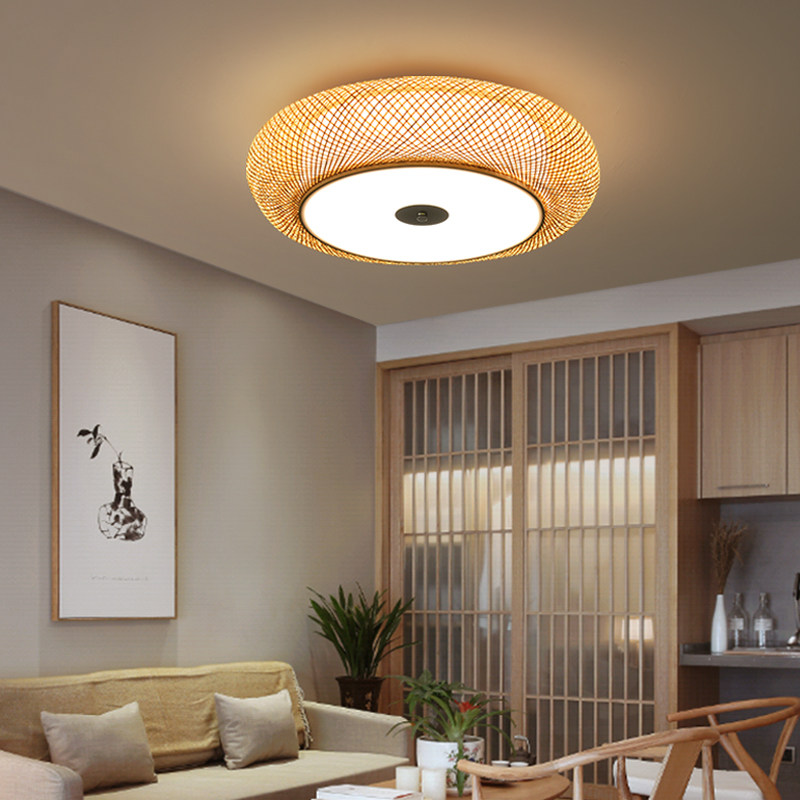 日式客厅灯民书房手工艺竹编卧室吸顶灯中式新中式吸顶灯