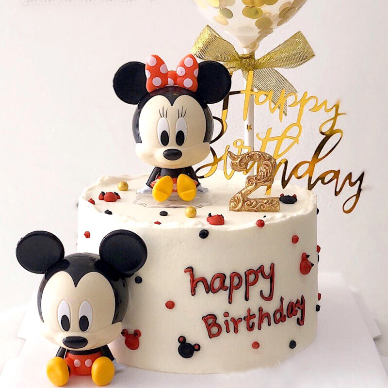 儿童周岁生肖鼠宝宝生日蛋糕装饰摆件大头米奇米妮节日装扮用品