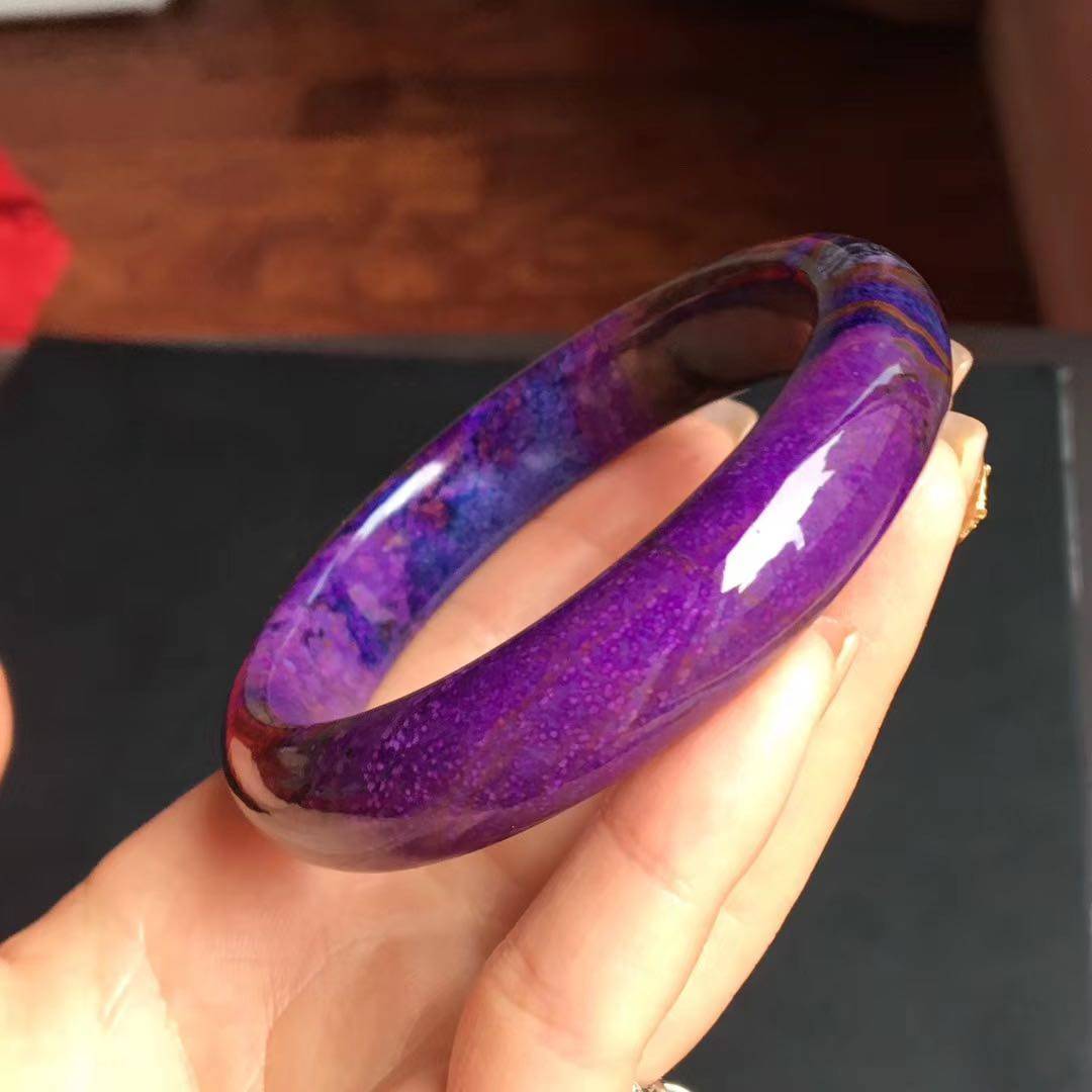 老矿皇家紫舒来苏纪石手镯油润细腻尺寸13.8手镯