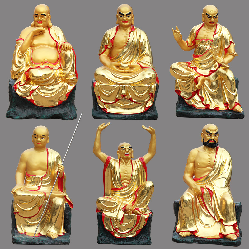 寺庙十八罗汉像摆件18罗汉像玻璃钢树脂佛像佛堂供奉十八罗汉神像