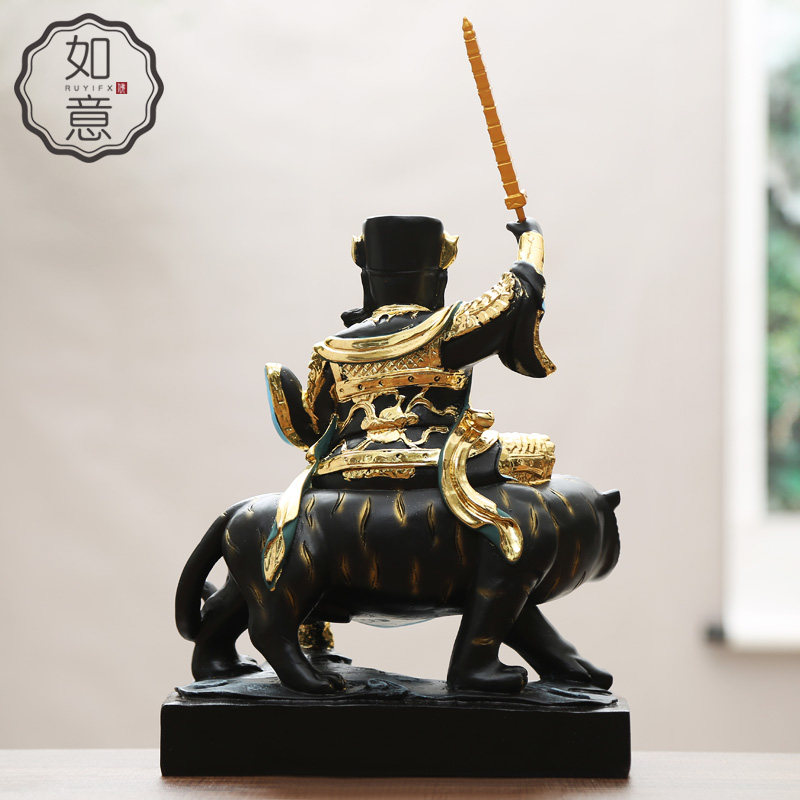 树脂彩衣武财神赵公明公明神像骑虎赵元帅元帅赵玄郎摆件