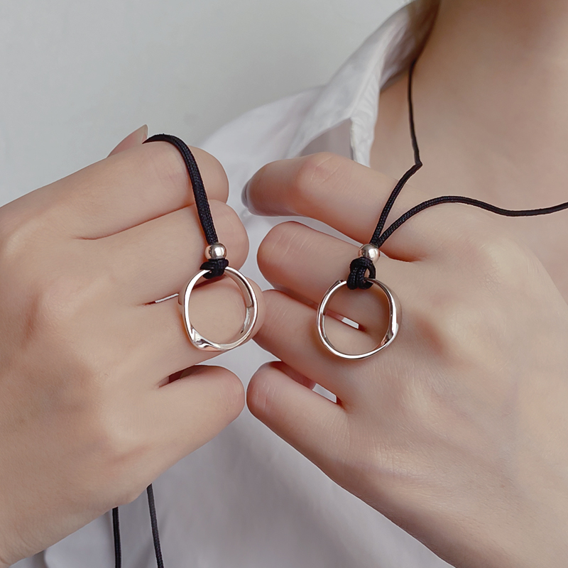 纯银情侣戒指项链一对男女莫比乌斯吊坠七夕情人节项链