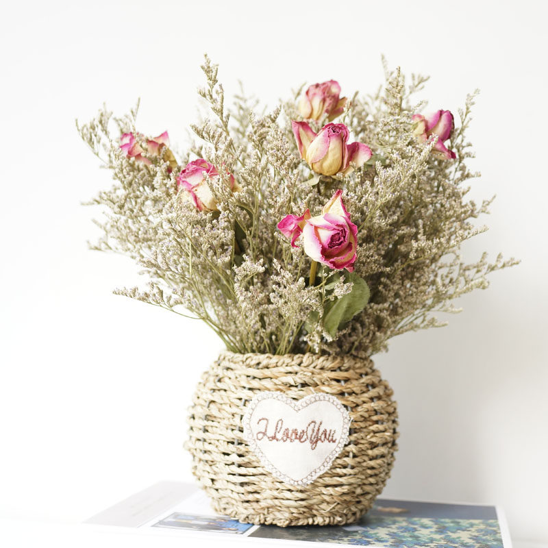 康乃馨干花花束 lmdec真花干花花瓶套装母亲节礼物客厅装饰干花