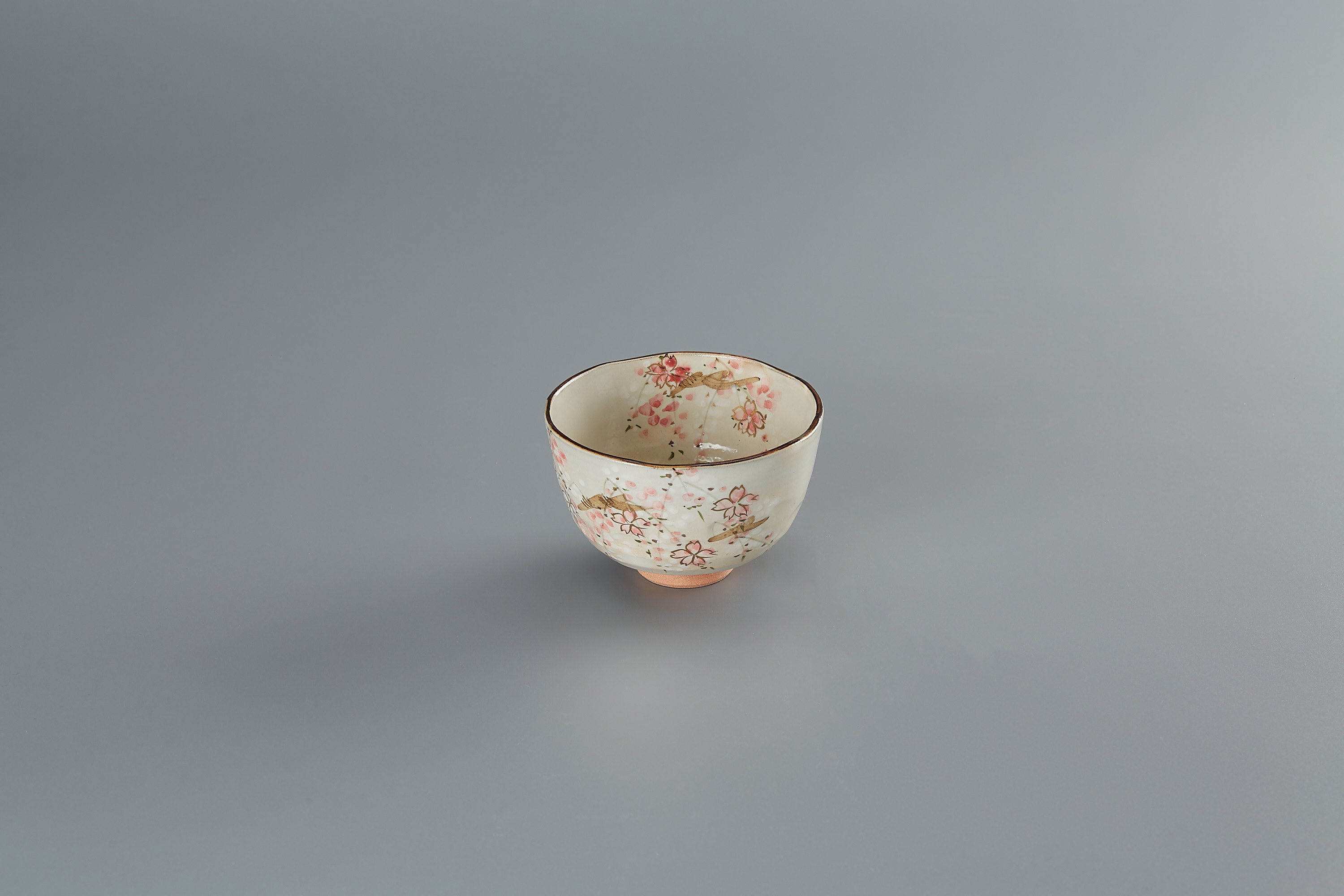 日本进口清水烧作家森俊山手绘春图茶碗日式茶道