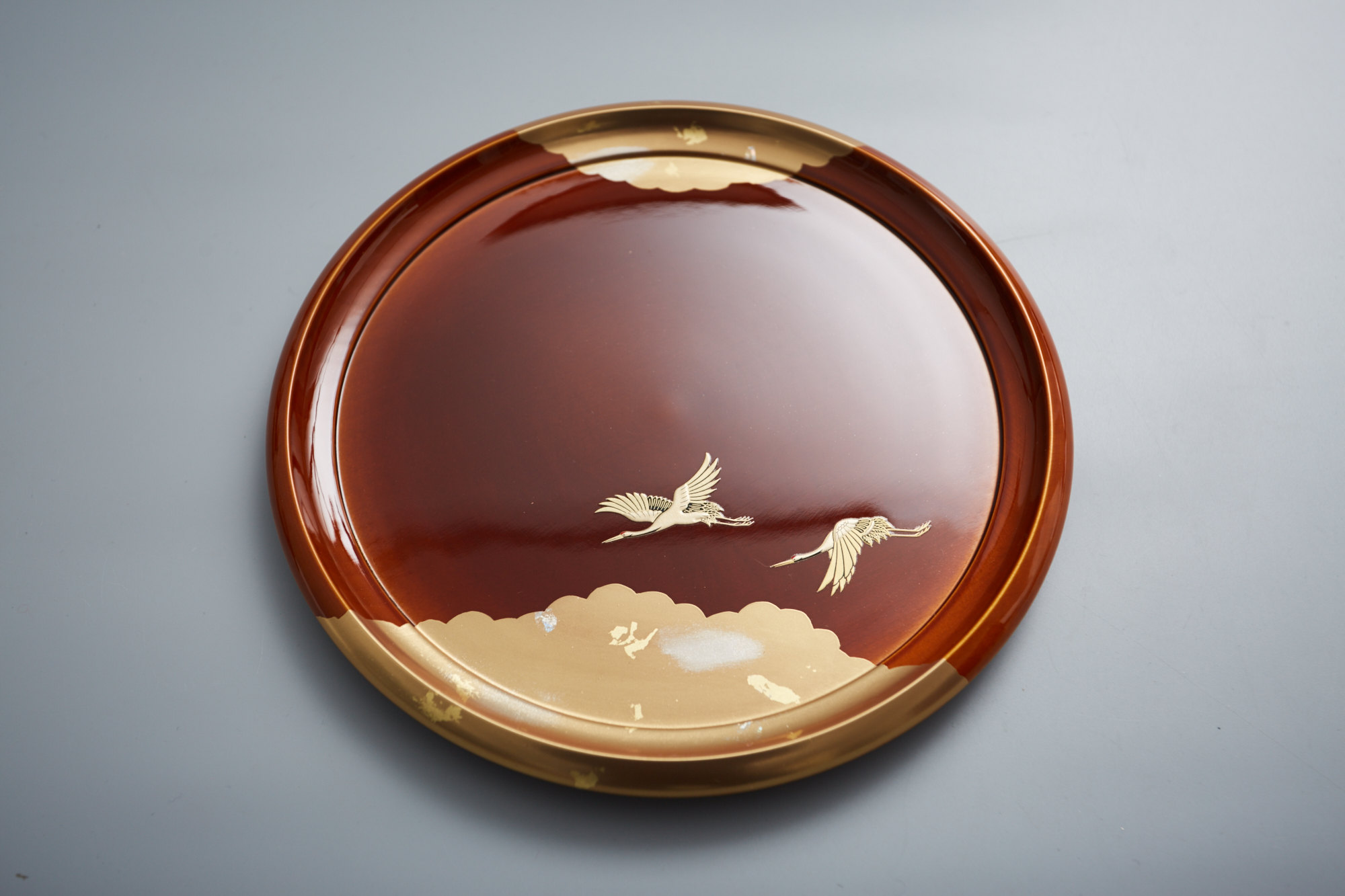 漆器日本进口山中春庆金彩盘子日式木制餐盘茶盘