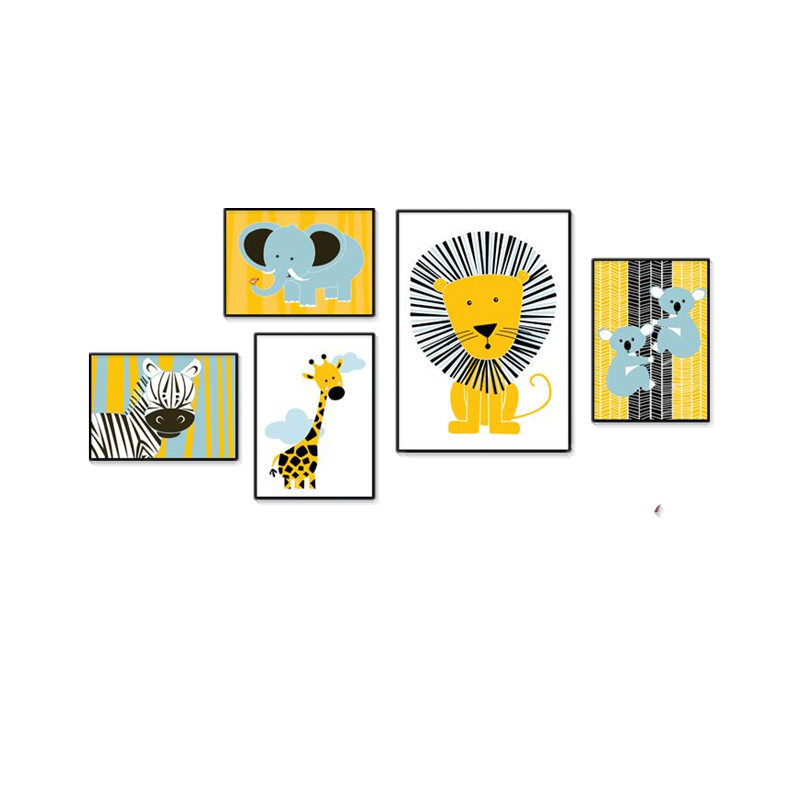 北欧风可爱沙发背景墙装饰画客厅挂画卧室儿童房卡通动物壁画