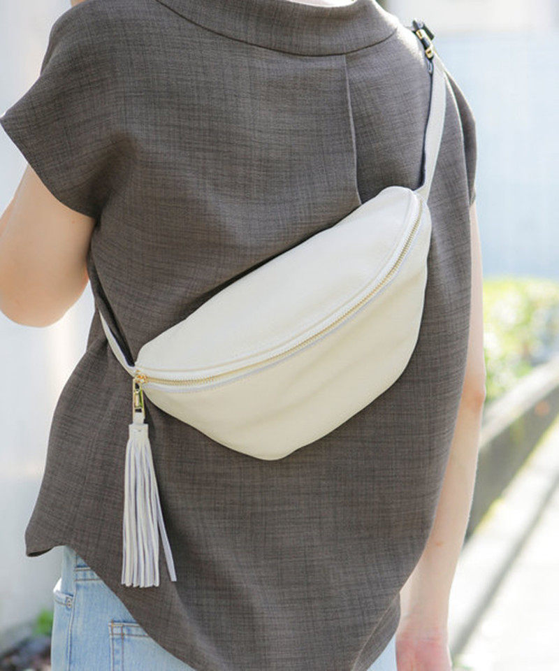 2021新款日系女时尚包头牛皮斜跨包真皮百搭腰包通用款女包