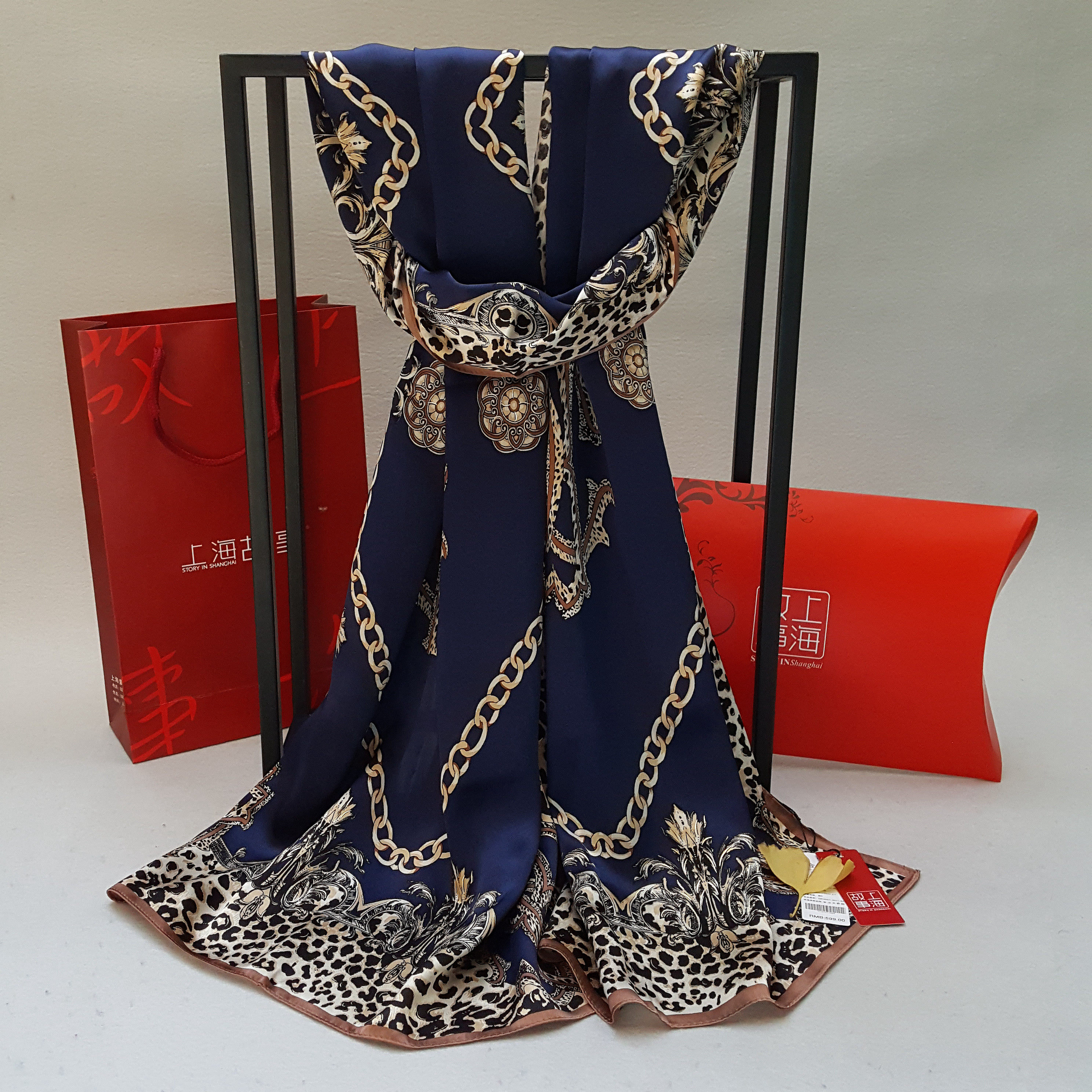 包邮上海故事桑蚕蚕丝真丝丝巾缎面长款杭州丝绸围巾