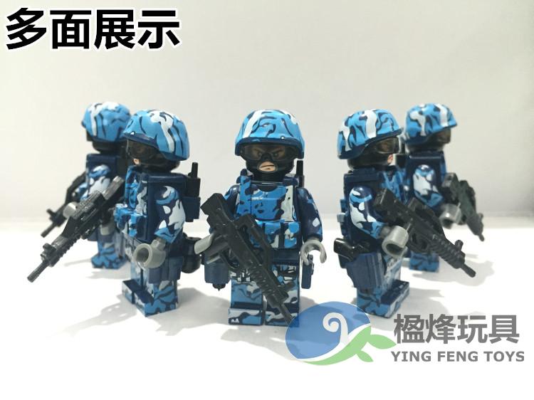 玩具人仔积木楹烽国产第三方军事迷彩海军陆战队兵人塑料积木