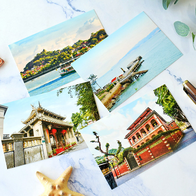 中国厦门鼓浪屿风景明信片旅游景点纪念品礼物文艺贺卡贺卡