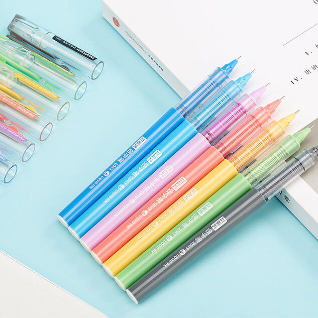 爱好文具中性中性笔笔直液式走珠笔商务水性彩色宝珠