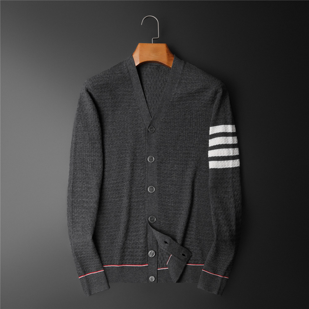 tb宽松毛线开衫羊毛针织领针男士thom潮牌针织衫