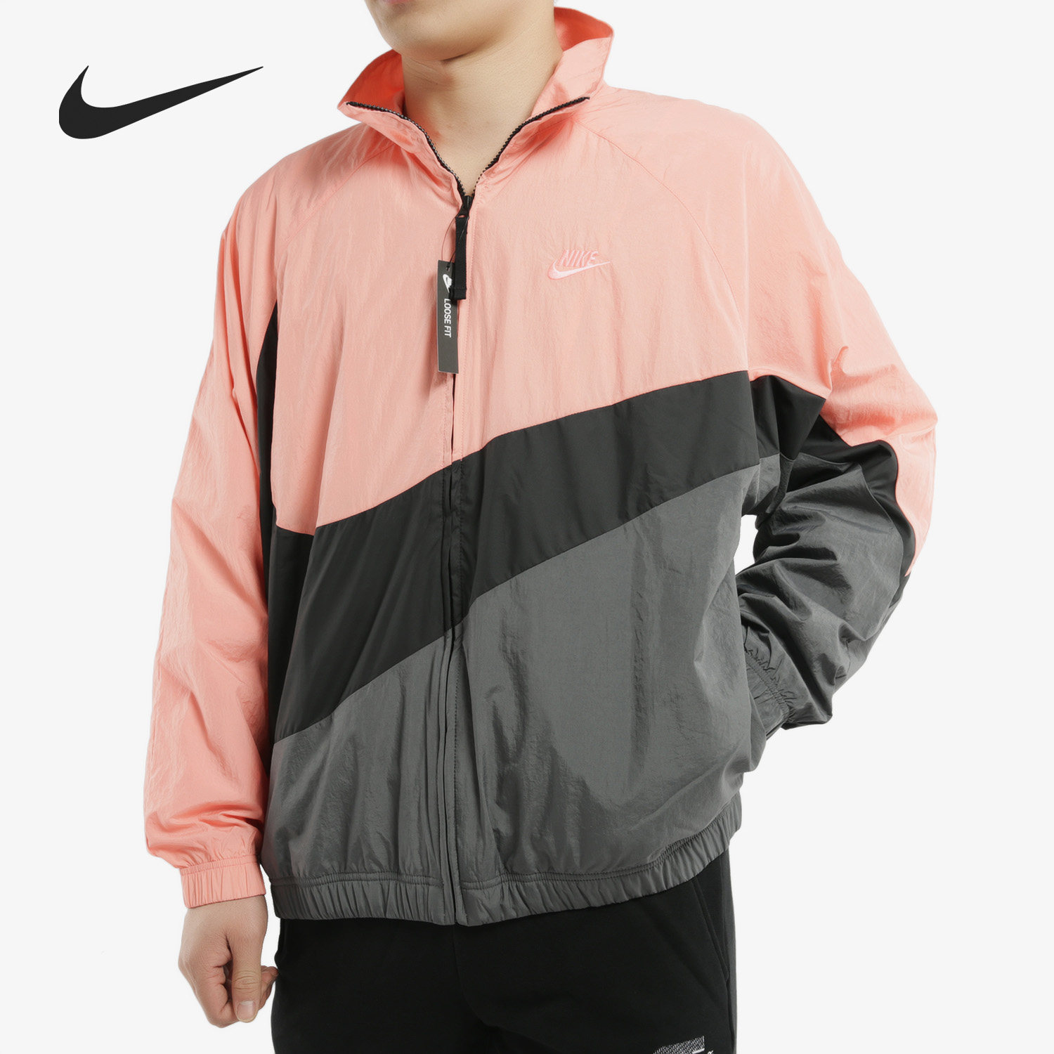 正品nike耐克2019春秋新款运动休闲男装夹克大勾运动茄克