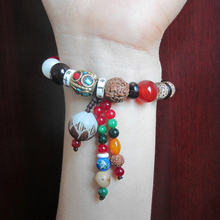 定制原创意手工个性女复古民族风菩提子手链星月佛珠手串礼物饰品