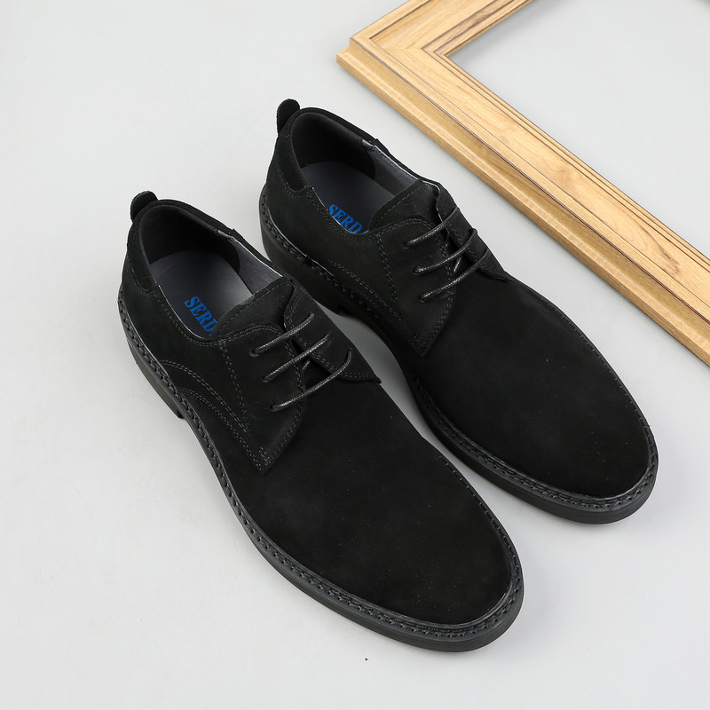 磨砂翻毛皮鞋真皮透气春季新款商务英伦休闲休闲皮鞋