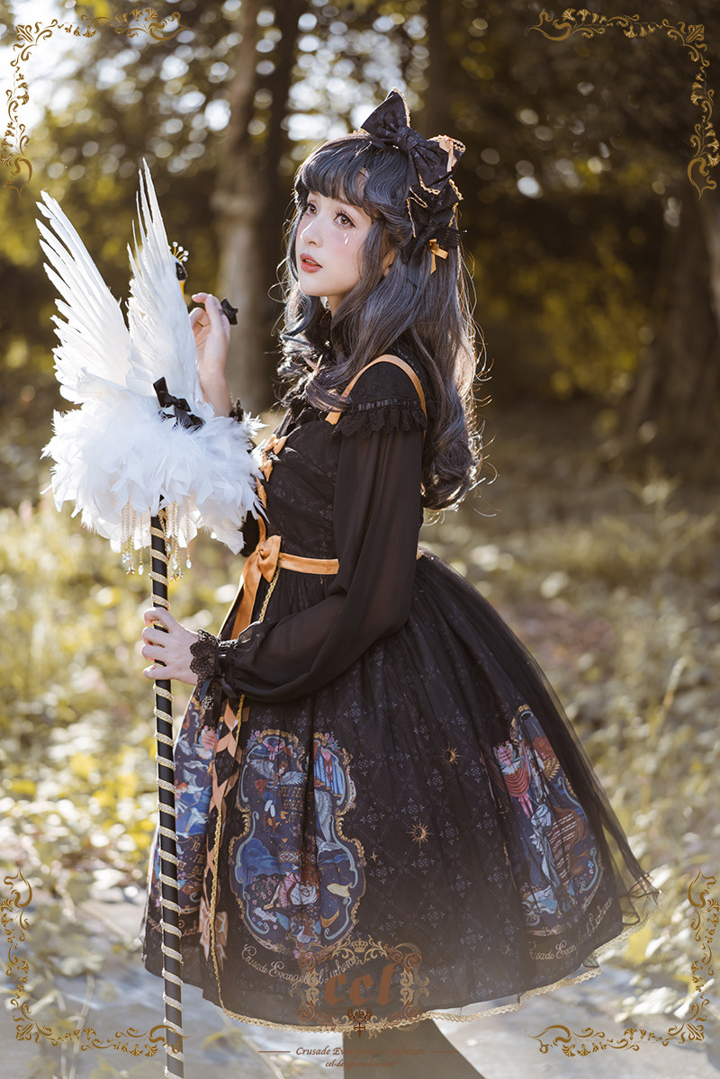 现货即发原创古典洋装lolita天鹅jskii黑纱lolita洛丽塔连衣裙