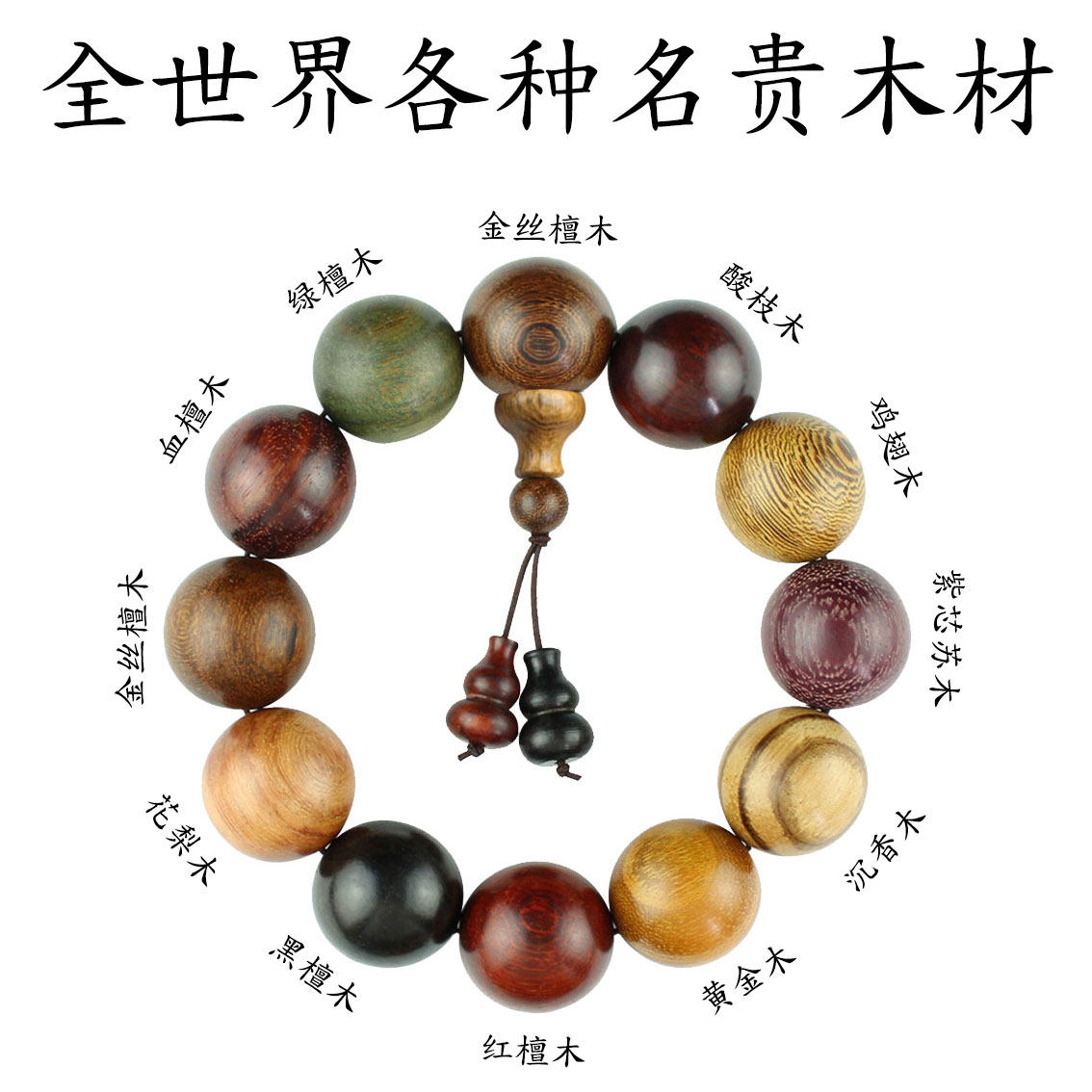 佛珠手串男女文玩檀木珠子天然花梨紫檀香木手链