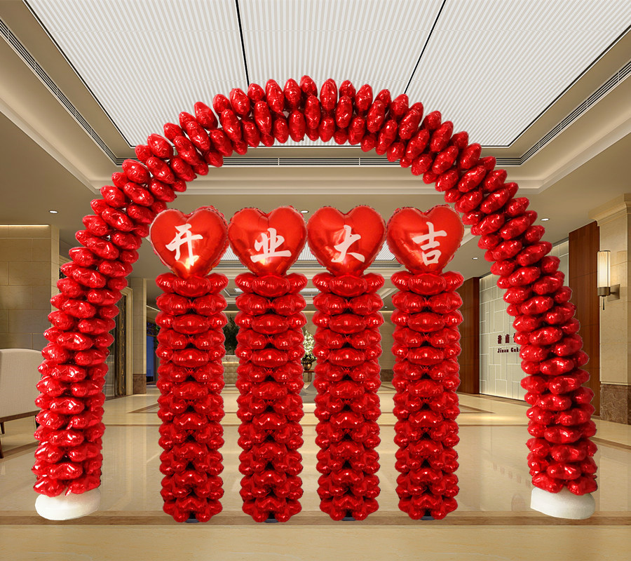 开业业大吉红气球拱门布置装饰路引店面商场气球
