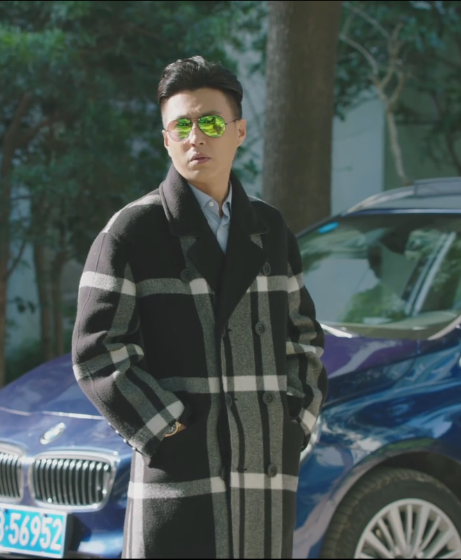 我的前半生靳东贺涵明星同款格子毛呢大衣中长款外套双排扣风衣男