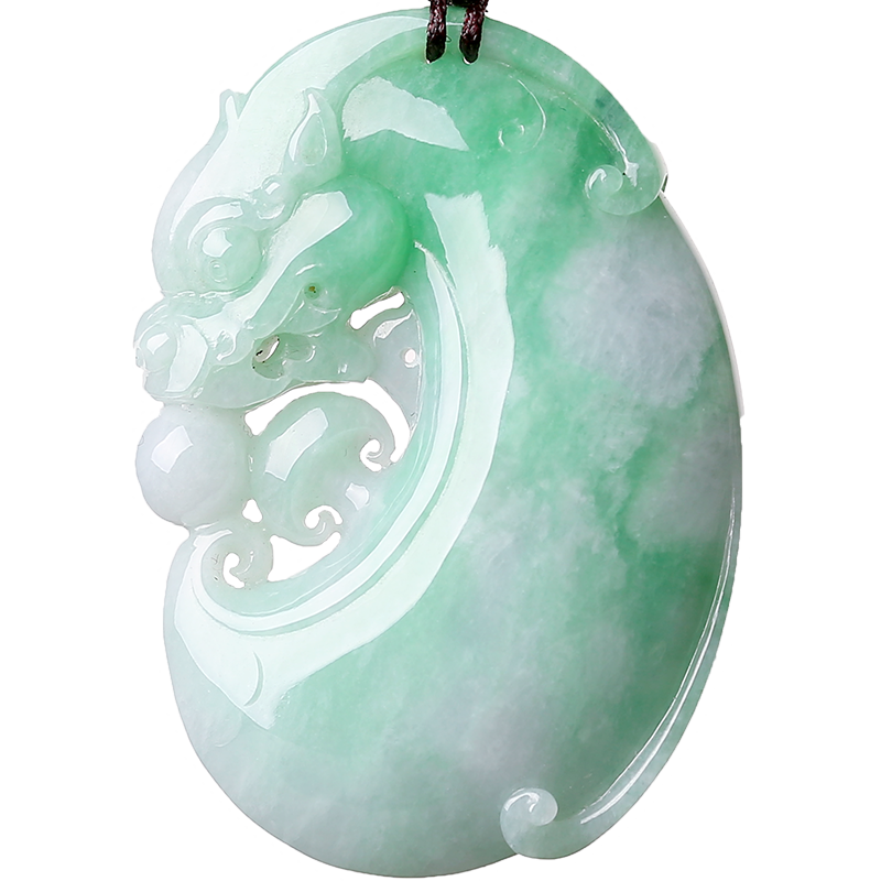 祥祯龙献祥瑞天然翡翠吊坠冰糯种仿古古龙挂件刘时友颈饰