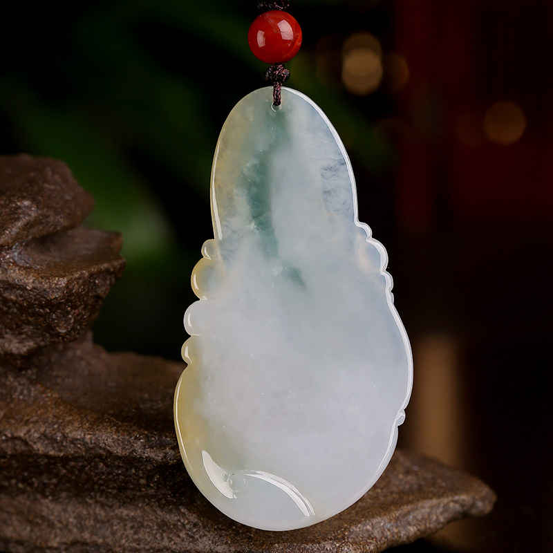 祥祯童子观音天然翡翠吊坠冰糯黄绿挂件玉雕大师颈饰