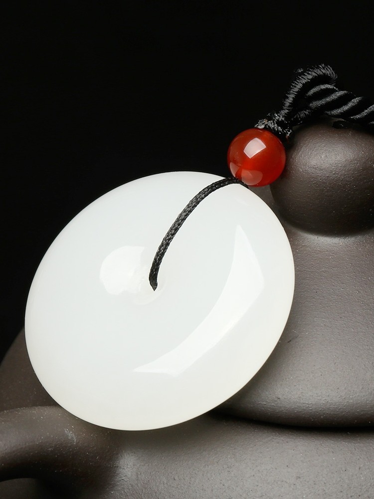 新疆和田玉吊坠女款天然正品羊脂玉平安扣宝宝玉石白玉籽料男士