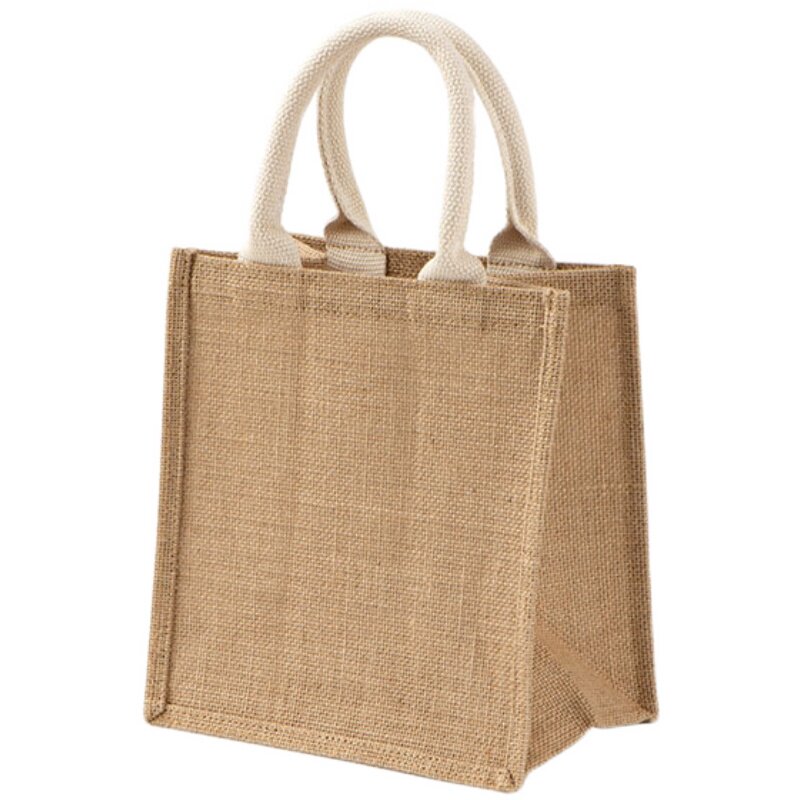 黄麻包手拎亚麻布手提防水a4便当饭盒购物袋
