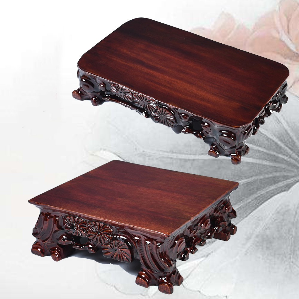 泰山石底座 奇石底座实木长方可挖槽花盆底座摆件玉石头底座正方