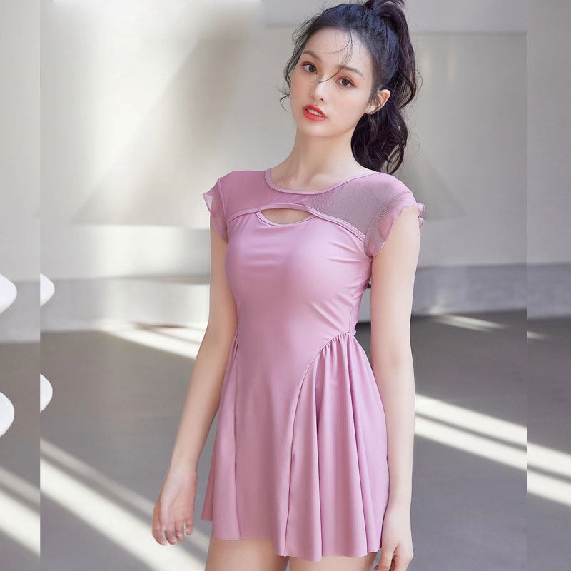 网红泳衣女款夏季微胖女孩保守2022新款纯欲连体泳衣