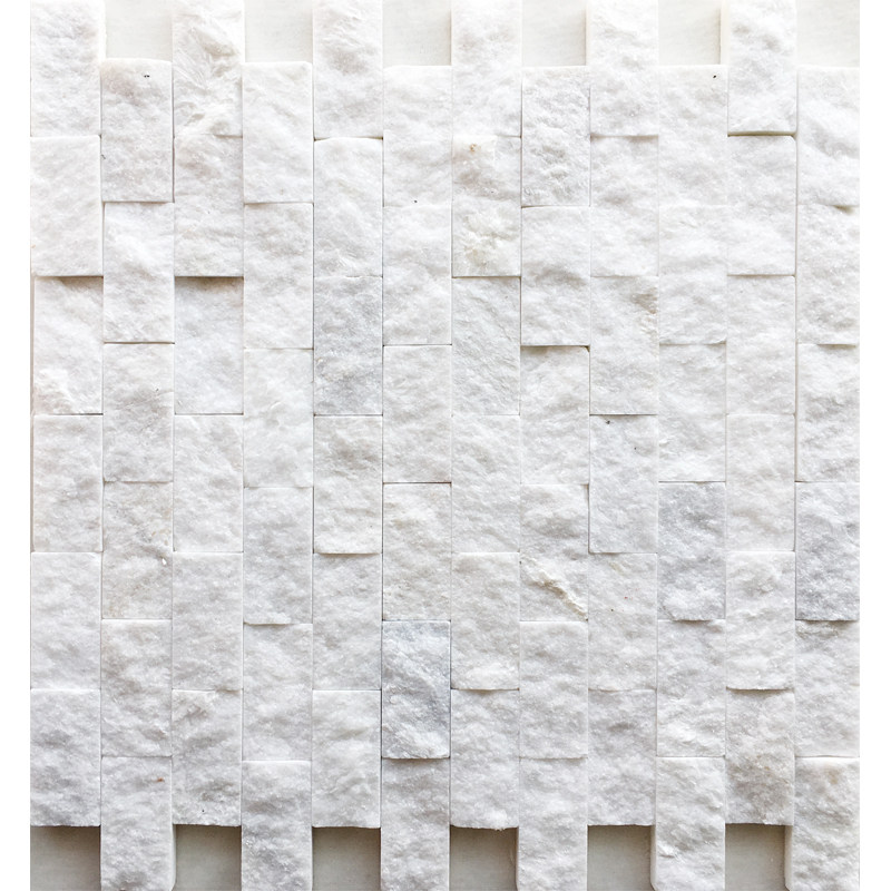 白色断面石材马赛克墙贴天然大理石雪花花白3d马赛克