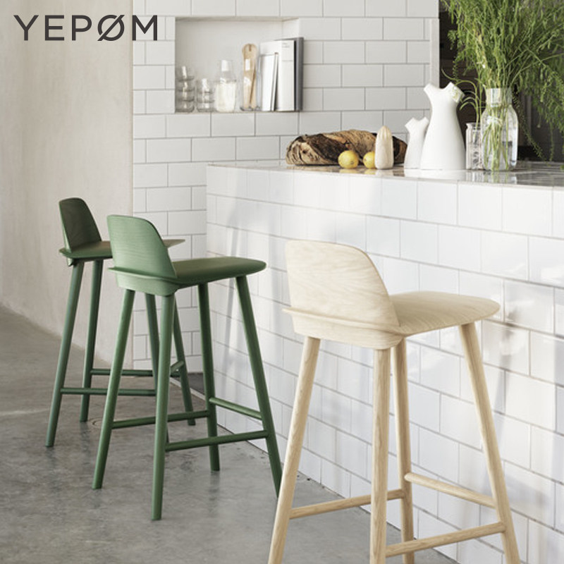 丹麦muuto nerd bar stool chair 两片式橡木吧台椅子单椅餐椅